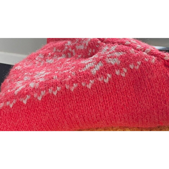 Vintage Cozy Cardigan Hand Made Neon Pink Fair Isle Heavy S/M - Picture 14 of 14